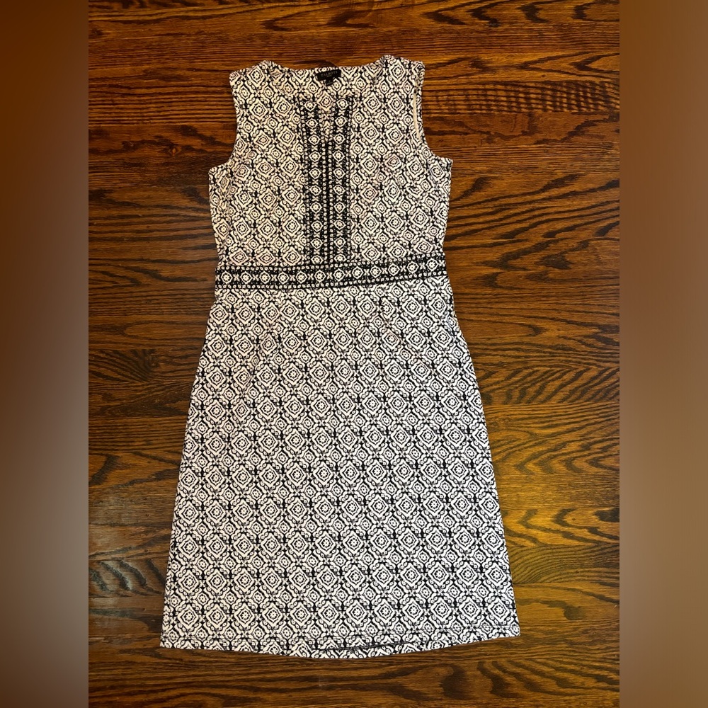 Talbots Pattern Mini Dress, Black and White, Flowy Material